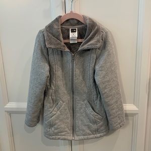 The North Face girls gray cotton and fleece jacket size XS, 6